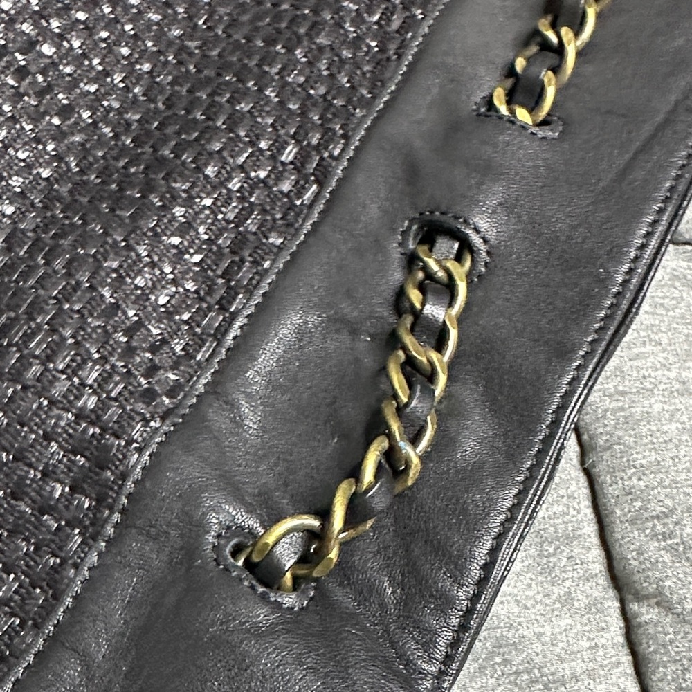 Talbots Black Textured Shoulder Bag with Chain Accent NWOT - Picture 5 of 8